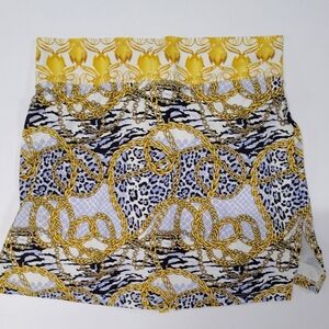 NWT LUXURY PRINTED GOLD CHAIN SPORT SKORT 15" -GOLF TENNIS PICKLEBALL -Size XS